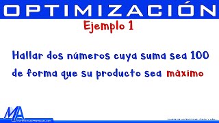 Optimización  Ejemplo 1  Producto máximo [upl. by Burnett460]