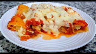 CANELONES DE POLLO SIN HORNO fáciles de preparar ¡riquísimos [upl. by Haropizt283]