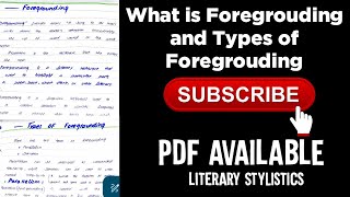 What is Foregrounding Meaning of Foregrounding  Types of Foregrounding [upl. by Delly]