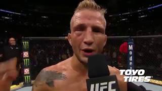 UFC 227 TJ Dillashaw Octagon Interview [upl. by Lanahtan532]