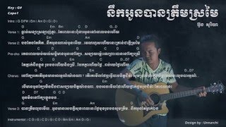 នឹកអូនបានត្រឹមស្រមៃ  Nirk Oun Ban Tream Sromai by Soria Oung  Guitar Chord amp Lyric [upl. by Domella]