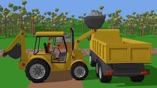 Truck and Mini Excavator with Hydraulic Hammer  Street and Construction Vehicles for Baby [upl. by Eenej947]