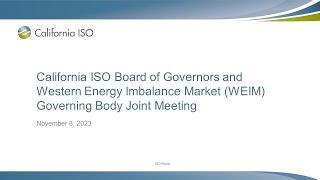 Nov 8 2023  Joint ISO Board of Governors and WEIM Governing Body Meeting [upl. by Cosette]