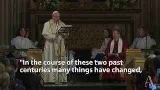 Pope Francis makes history visits Anglican church [upl. by Gusty408]