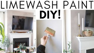 HOW TO LIMEWASH  LIMEWASH PAINT TECHNIQUE DIY  EASY LIVING ROOM TRANSFORMATION [upl. by Naitsihc]