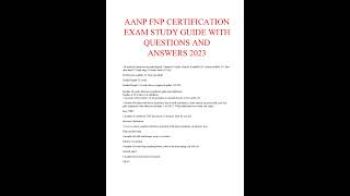 AANP FNP CERTIFICATION EXAM STUDY GUIDE WITH QUESTIONS AND ANSWERS 2023 [upl. by Columbyne167]