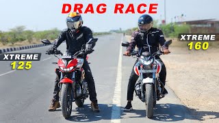 Xtreme 125 vs Xtreme 160  Drag Race  छोटा भाई बड़े भाई पर भारी पड़ गया [upl. by Judy639]