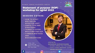 Statement of Purpose SOP Detailed Workshop  Global UGRAD Semester Exchange Program [upl. by Xirtaeb]