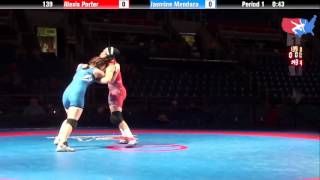 Fargo 2012 139 1st Place Match Alexis Porter New York vs Jasmine Mendoza California [upl. by Negroj]