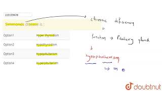 Simmonds disease is   CLASS 12  CHEMICAL COORDINATION AND INTEGRATION  BIOLOGY  Doubtnut [upl. by Notniw]