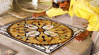 Making of Beautiful Marble Inlay Stone Art Tile For Home Interior Design [upl. by Suhploda]