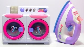 Twin Tub Toy Washing Machine with Iron Laundry Playset Unboxing and Review [upl. by Torto]