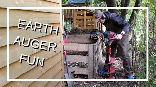 How to Use an Earth Auger to Drill Fence Post Holes  Building a Shadowbox Fence Part 3 [upl. by Arvell]