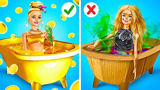 EXTREME DOLL MAKEOVER CHALLENGE 💖 Riche vs Poor Edition 😍 Incredible DIY Ideas by 123 GO [upl. by Wooster]