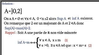 Borne supérieure et inférieure  exercice corrigé [upl. by Hachmin]