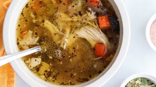 Crockpot whole chicken soup recipe paleo low carb AIP [upl. by Ormond27]