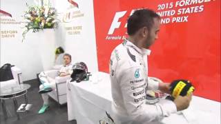 Nico Rosberg throwing the P2 cap back at Lewis Hamilton USGP 2015 [upl. by Boru]