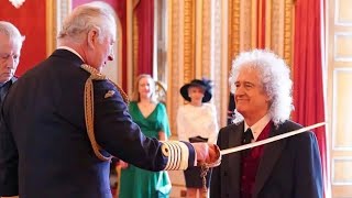 BRIAN MAY Receives KNIGHTHOOD From KING CHARLES III at Buckingham Palace [upl. by Arrahs]