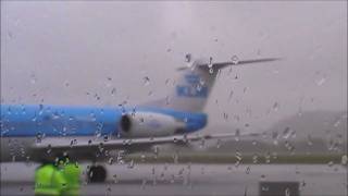 KLM Fokker 70 PHKZV Landing and Parking at Kjevik [upl. by Ahsikyw]