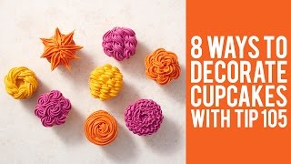 How to Decorate Cupcakes with Tip 105 – 8 ways [upl. by Appilihp542]