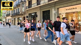 Walking tour of the center of Barcelona☀️ Spring walk in Barcelona  Passeig de Gracia 4K [upl. by Rahs]