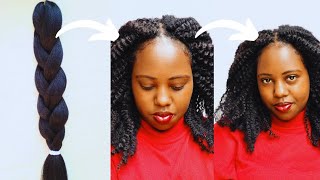 Easiest 😍 CROCHET hairstyle ever using braiding Extensionhairbeginners friendlyessyMaina [upl. by Let]