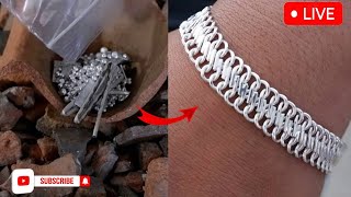 This is the process of making a silver bracelet🔥🔨🔨 silver gold viral video jewellry jewellry [upl. by Acnayb376]