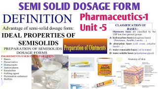 Semi Solid Dosage Form Part 1  Pharmaceutics1 Unit5 B Pharmacy EnglishHindi [upl. by Nadya8]