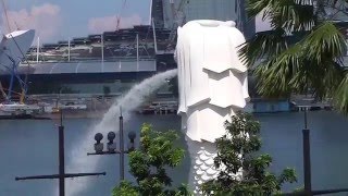 The Original Merlion Official Tourism Icon Of Singapore And Cub  Merlion Park [upl. by Hanid]