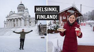 Were in FINLAND 🇫🇮 Helsinki FOOD  city tour in the WINTER [upl. by Antipas]