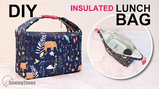 DIY INSULATED LUNCH BAG  Waterproof Picnic Bag Tutorial sewingtimes [upl. by Ardis]