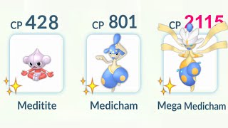 SHINY MEDITITE Evolution Line Only Challenge Pokemon GO [upl. by Annais]