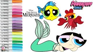 Powerpuff Girls Transform Into The Little Mermaid Ariel Flounder Sebastian Disney  SPRiNKLED DONUTS [upl. by Sammy]