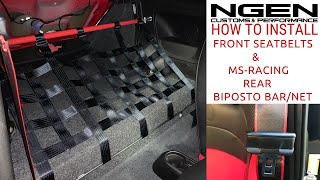 MSRACING BIPOSTO KIT amp SEATBELT PLANET FRONT SEATBELTS Install on a Fiat 500 Abarth  HOW TO [upl. by Esorrebma827]