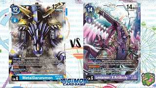 DIGIMON TCG Local match MetalGarurumon Purple vs Leviamon X Purple  THE BIG BOX [upl. by Eydie]