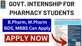 Govt Internship opportunity for Pharmacy Students  Internship in Pharmacovigilance at IPC [upl. by Nella67]