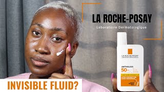 LA ROCHE POSAY ANTHELIOS ULTRALIGHT INVISIBLE FLUID SPF 50  DEMO amp REVIEW ON DARK SKIN [upl. by Girvin400]