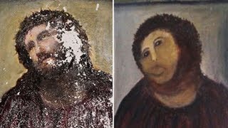 Botched Christ fresco artist opens exhibition [upl. by Teragramyram]