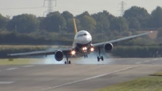 A320 very heavy landing in crosswind [upl. by Noitna639]