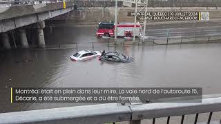 Les restes de Beryl créent des inondations urbaines à Montréal [upl. by Arsuy]