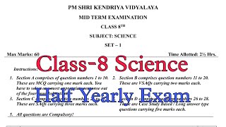 Class8 Science Half Yearly Exam Question Paper  Term1 Session 202425 PM Shri Kendriya Vidyalaya [upl. by Keeley]