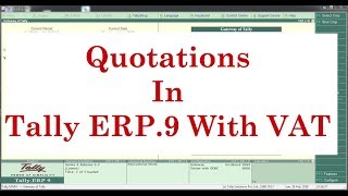 How to Create Quotation In Tally ERP9 with Advance Numbering Option [upl. by Eneli33]