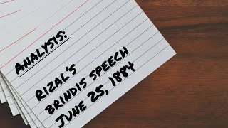 Analysis of Rizals Brindis Speech [upl. by Legim306]