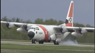 US Coast Guard HC130J Hercules  Landing [upl. by Deeanne]