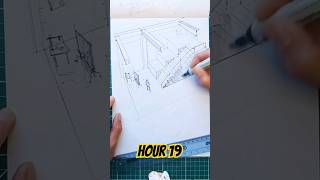 Hour 19  form technical skill drawing perspective architecture 10000hours 10k [upl. by Oinotnanauj]