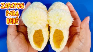 Cómo tejer paso a paso Zapatos fáciles para bebes tejidos a crochet patucos  escarpines [upl. by Yllehs]