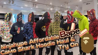 Bape Shark Camo Hoodie Affordable Haul amp Try on from Ninjahype Weidian Taobao Pandabuy Dhgate [upl. by Hillari171]