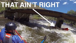 White Water Rafting Fail  Wrapped Around Bridge Pier Cache La Poudre River [upl. by Siri]