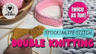 Double Knitted Stockinette Stitch knitting tutorial for knitting this stitch flat and in the round [upl. by Bartlett514]