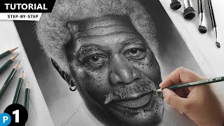 Drawing Morgan freeman  Portrait Tutorial for BEGINNERS [upl. by Perron272]